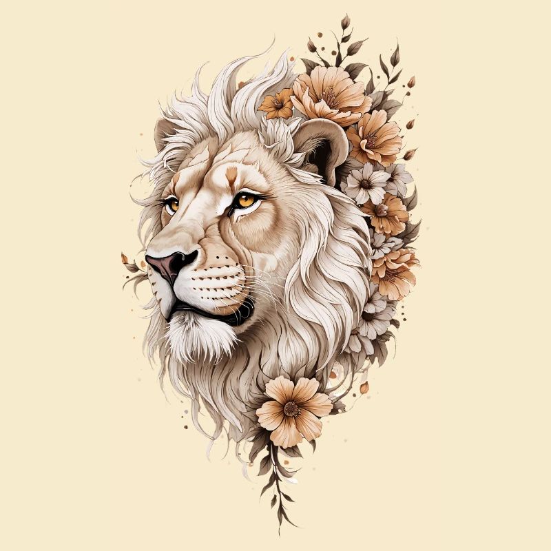 Floral Lion Head Artwork