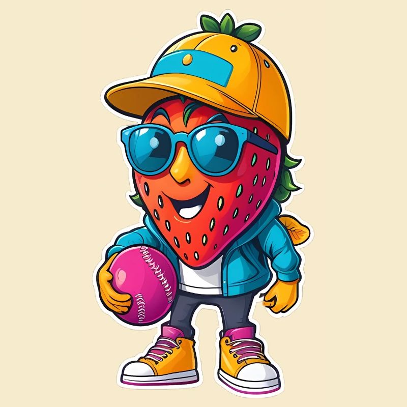 Erdbeer Baseballheld mit Sonnenbrille