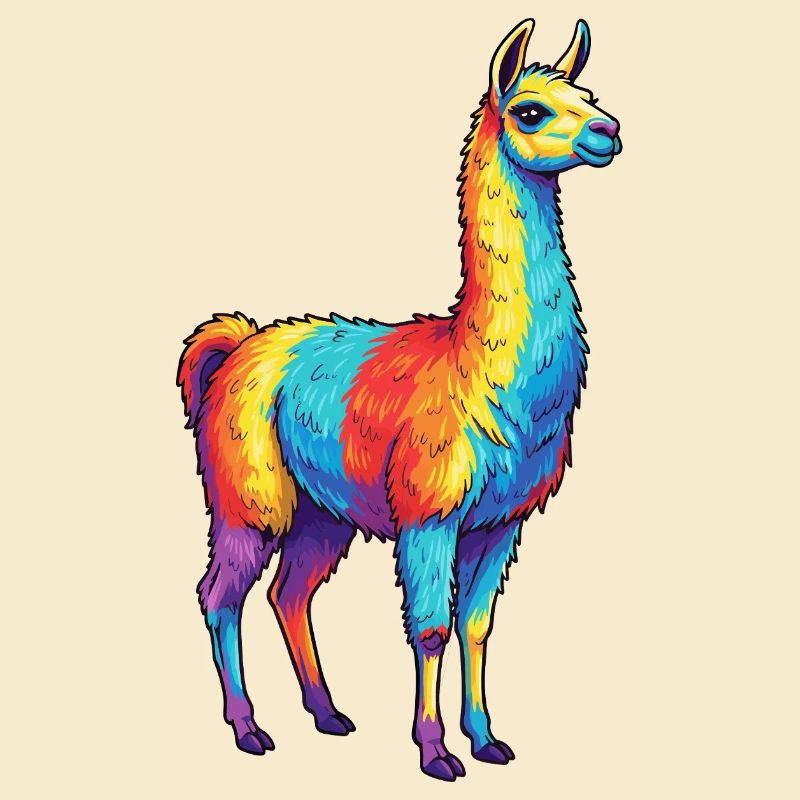 Bunte Lama-Regenbogen-Pop-Art-Aquarell