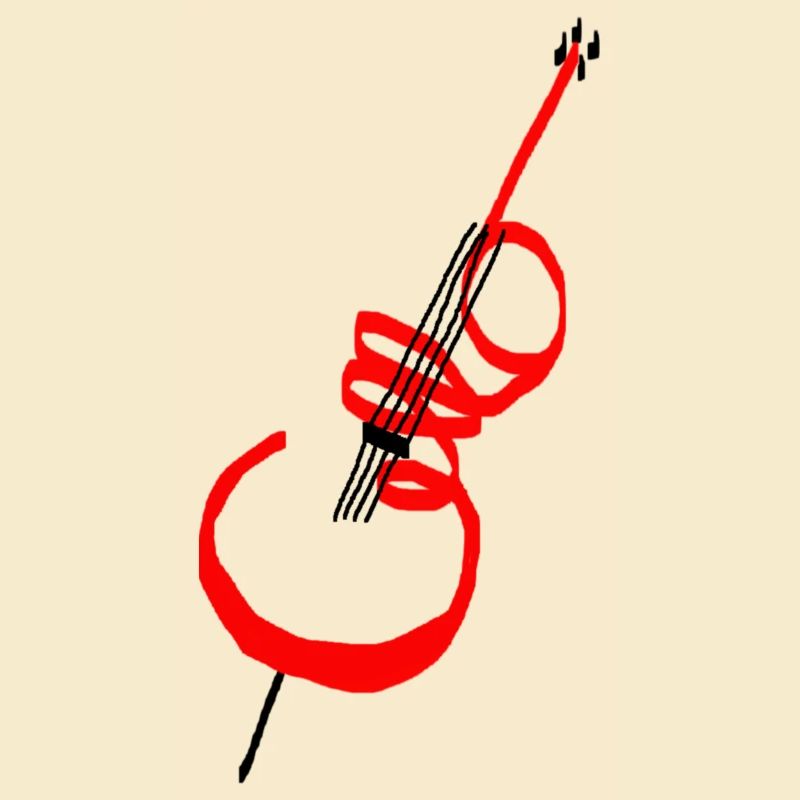 Lettrage violoncelle rouge