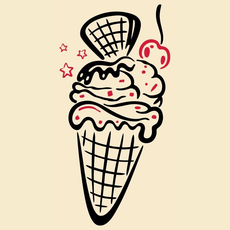 Eis, Eiswaffel mit Kirsche