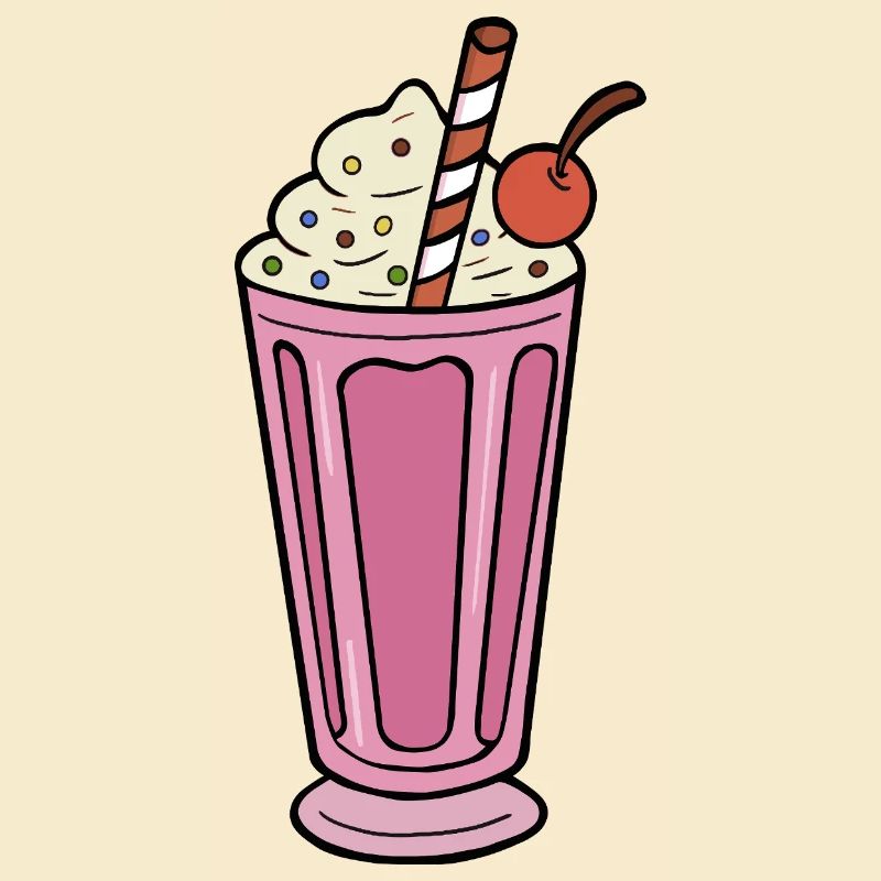 Rosa Milchshake mit Kirsche und Streuseln