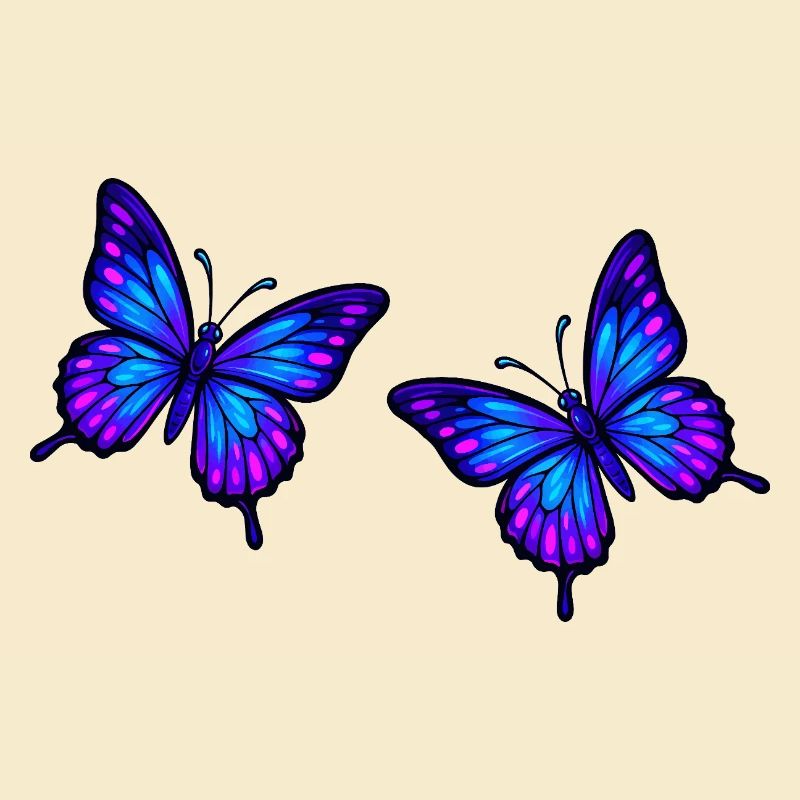 Papillons Bleu Néon