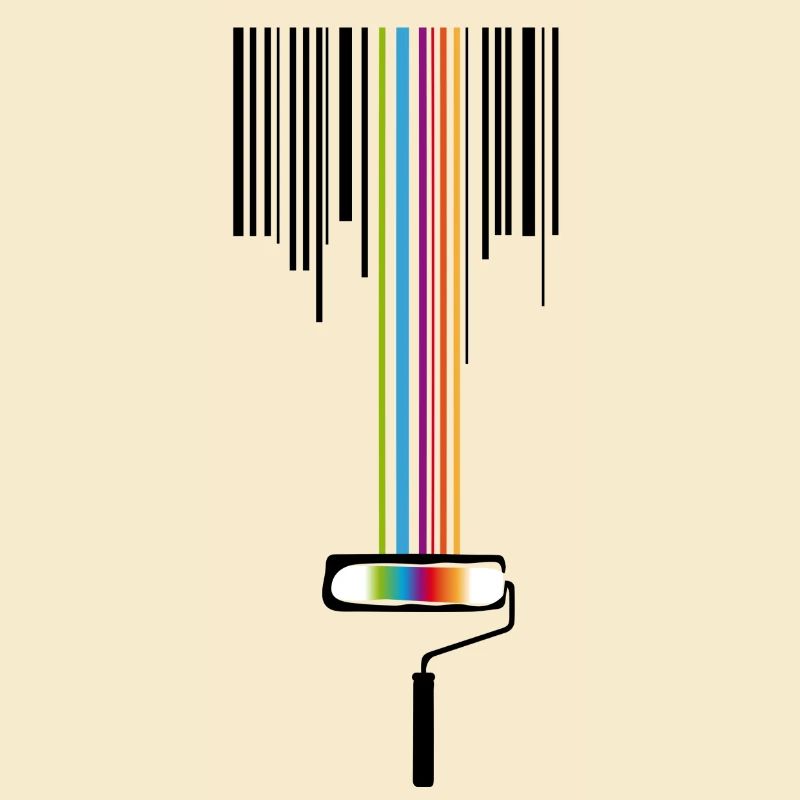 A paint roller with a bar code