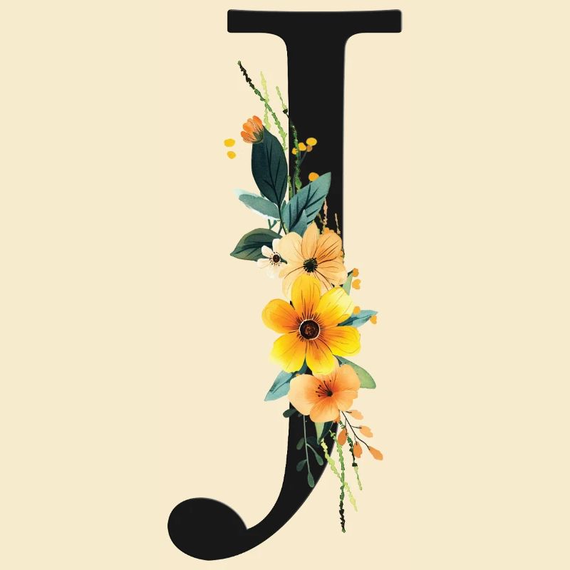 J Monogram, Floral, Personalizable