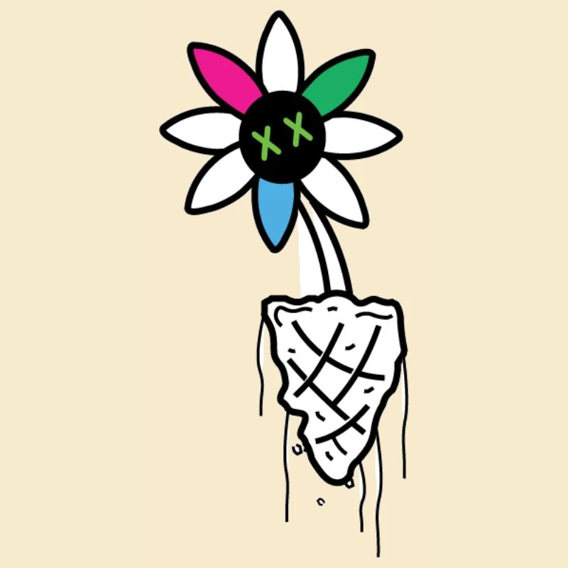 Lebendige Blume Schädel Illustration