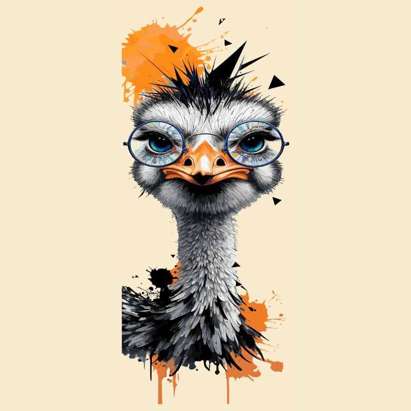  Lustiger Strauß Mit Brille Bunter Comic Vogel Mit