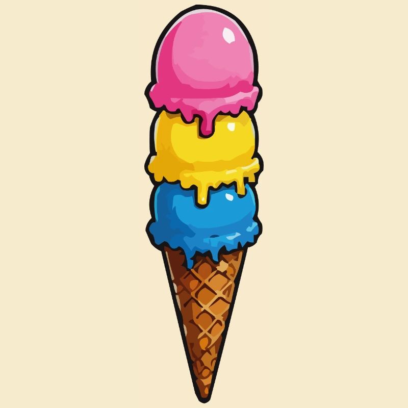 Dreifarbene Eiscreme Pyramide