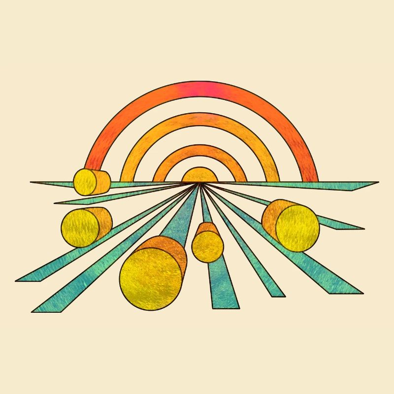 Heu Landschaft Feld Illustration cool retro