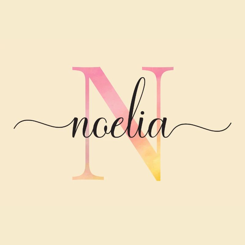 N | Monogramme | Nom | Noelia |Aquarelle