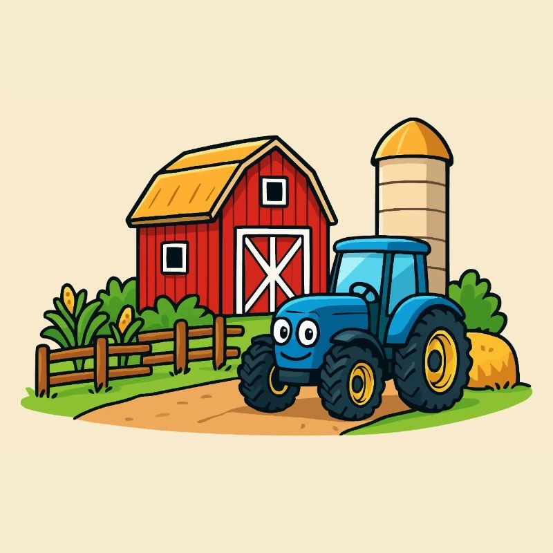 Lustiger Bauernhof mit Traktor