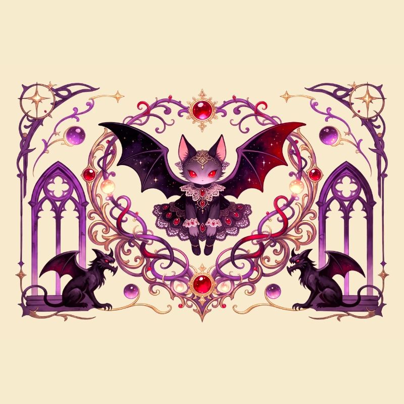 Gothic Vampire Cat Dark Fantasy Witchy Design