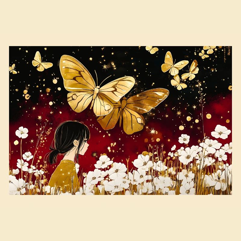 Goldene Sternfee und Schmetterlinge