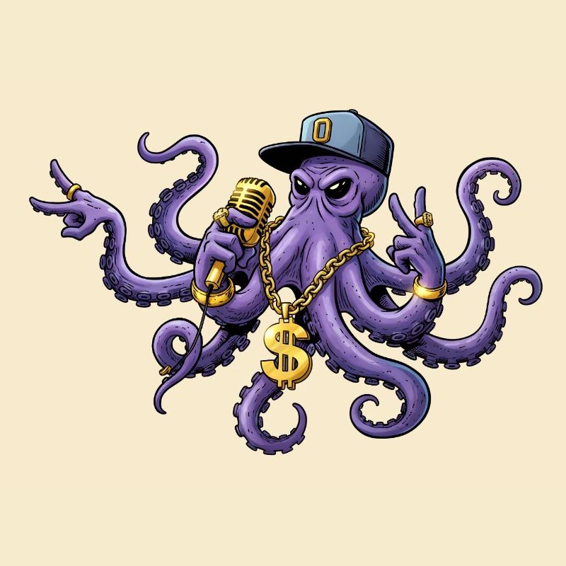 Octopus Rapper with Gold Chain