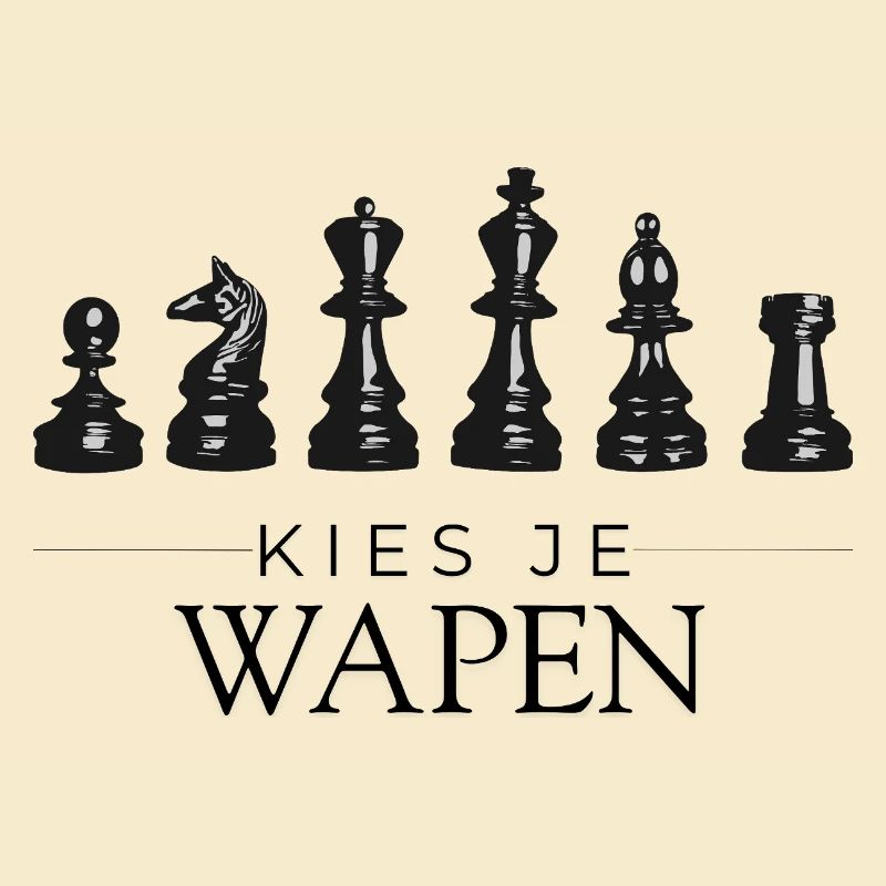 Schachfiguren mit Text Choose your Weapon
