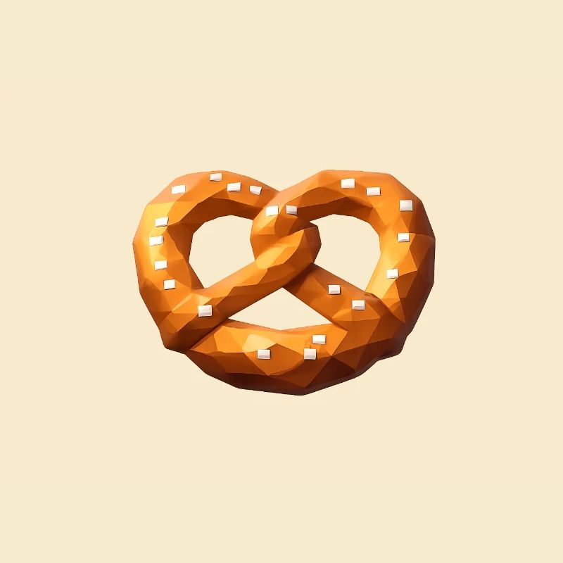 Low poly bretzel orange polygonal