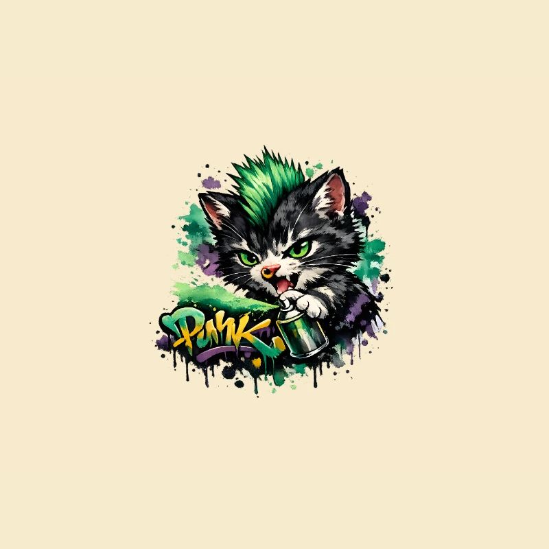 Graffiti Cat Spray Art Neon