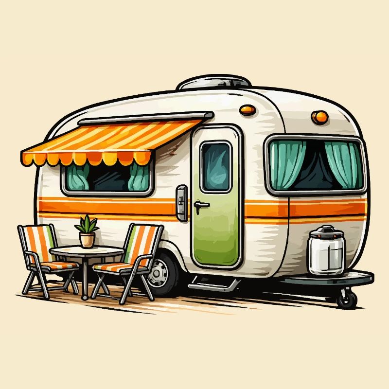 Retro caravan camping magic