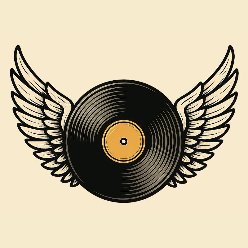 Disque vinyle avec piano à queue | Conception d’ailes en vinyle
