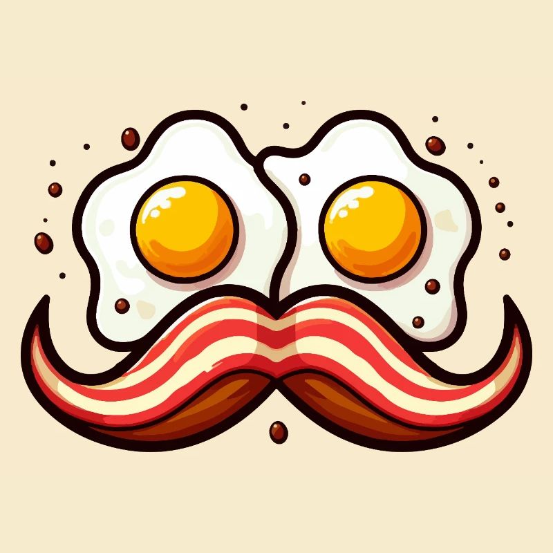 Mustache Eggs Duo Cartoon