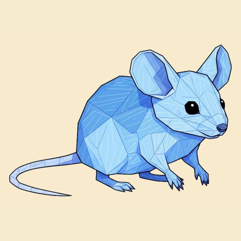Blauer Low-Poly Maus