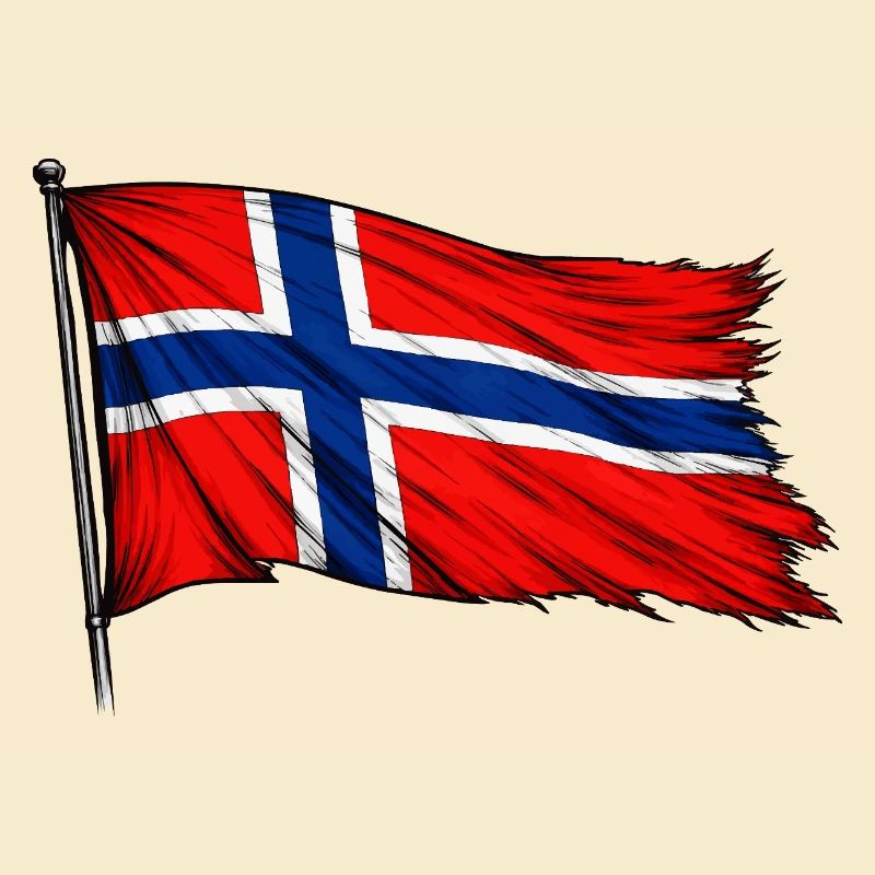 Drapeau norvégien flottant