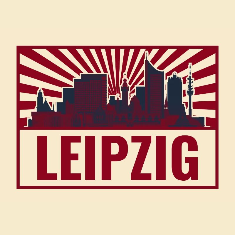 Leipzig Skyline Retro Rot