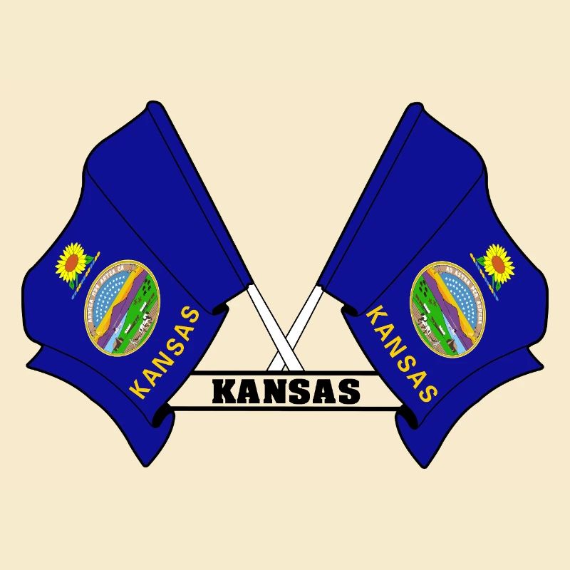 Two flags text KANSAS