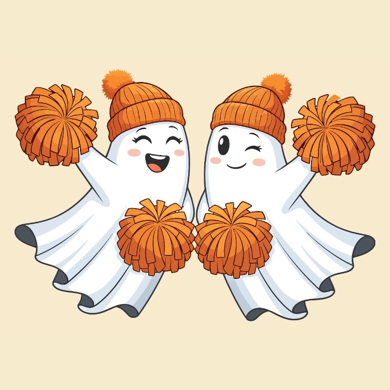 Fantômes mignons avec des pompons