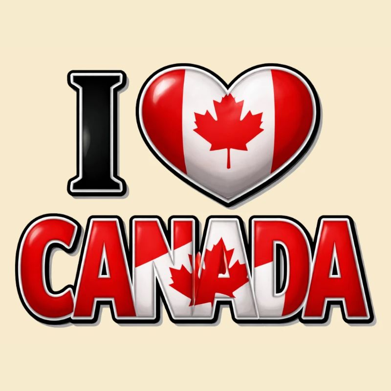 I Love Canada – Heart with Maple Leaf