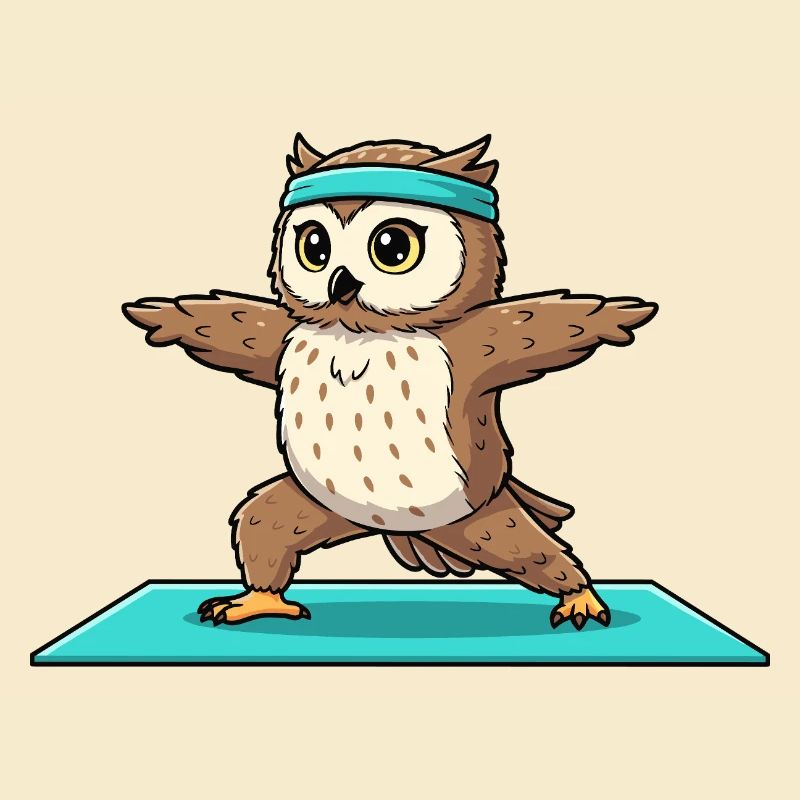 Yoga-Eulenvogel macht Kriegerposen-Kunst