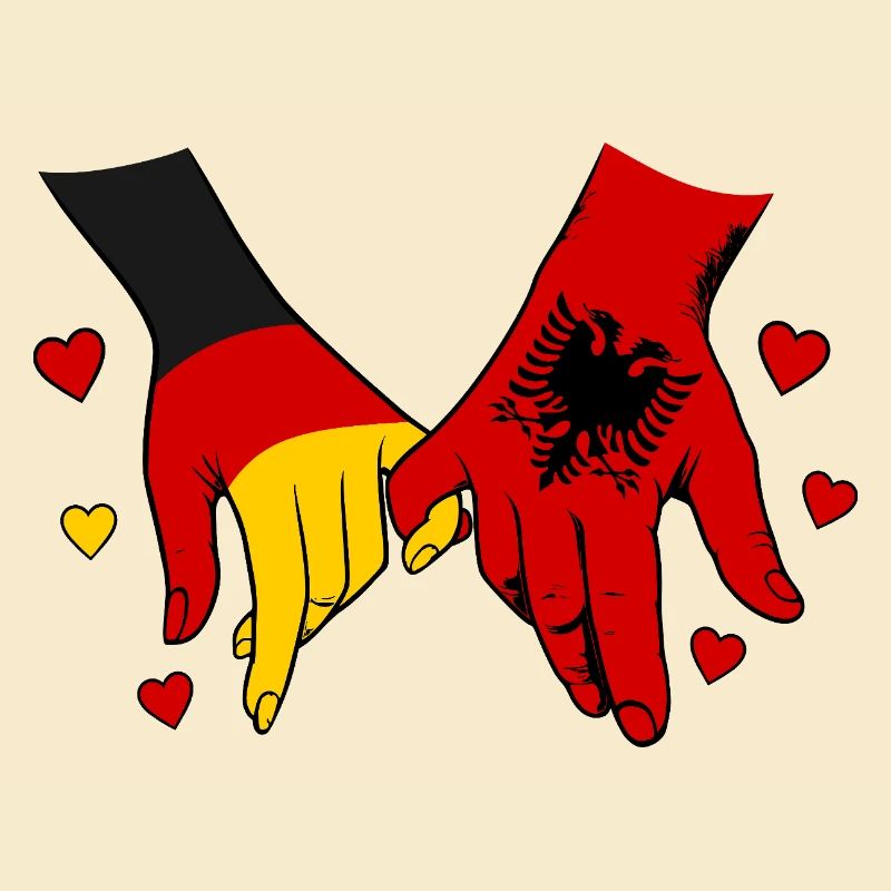 Germany Albania Flag Holding Hands