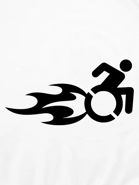 Rollstuhlfahrer mit Flammen #