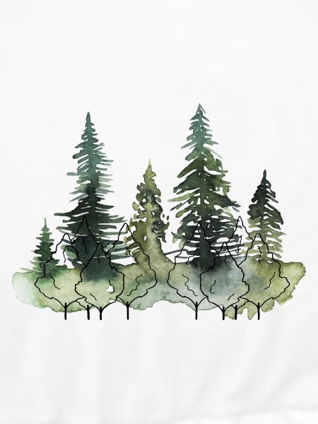 Waldwald Wasserfarben Landschaft