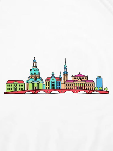 Dresdener Stadtskyline Frauenkirche Linienkunst