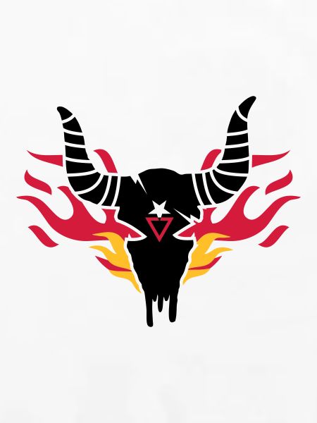 Stier Schädel mit Flammen