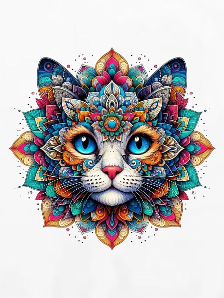 Katze mit Mandalas verziert