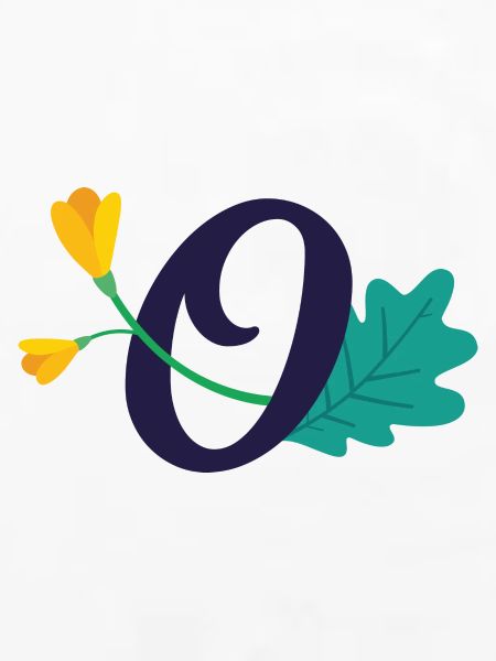 Eleganter Buchstabe 'O' mit Blumen