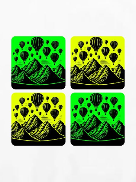 Heißluftballons über den Bergen