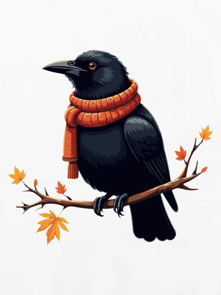 Herbstkrähe im Schal