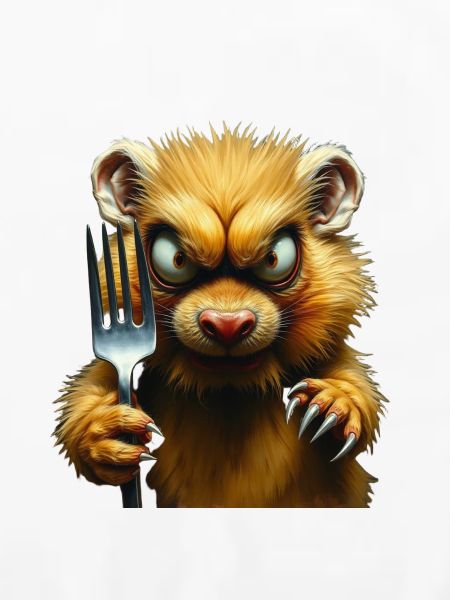 Horror-Hamster mit Gabel