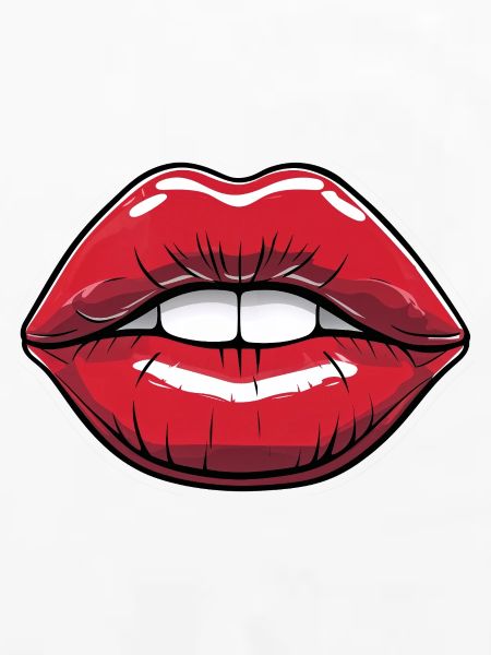 Kussmund Comic-Style Lippe Rot