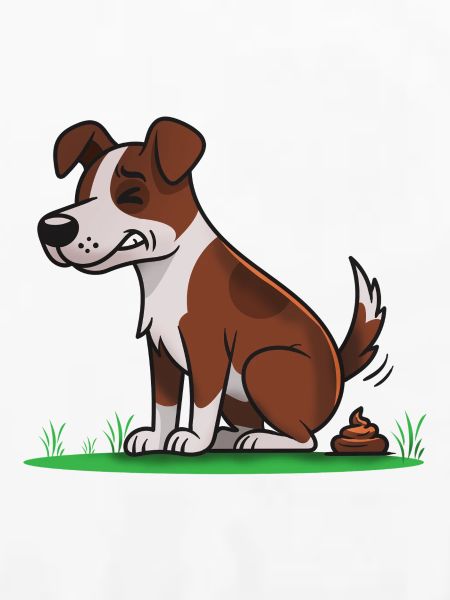 Sitzender Hund mit Comic-Pups