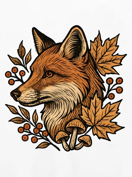 Herbstfuchs im Laubkreis