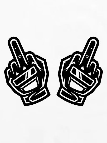 Zwei Mittelfinger Handschuhe Schwarz Symbol