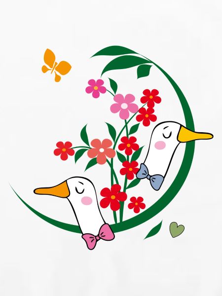 Gänse mit Blüten