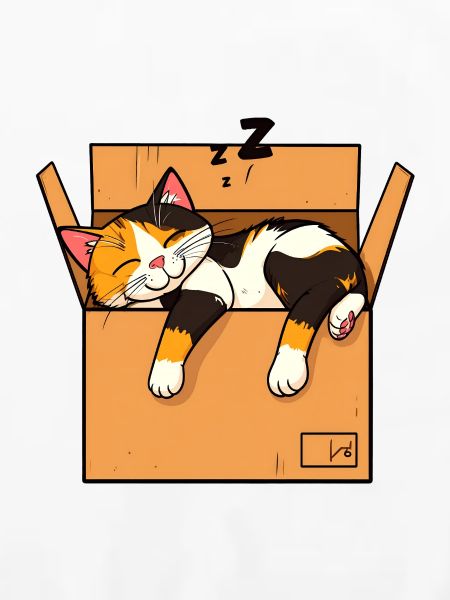 Katze schläft im Karton
