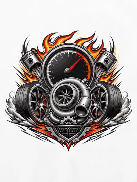 Flammen-Turbo-Motor-Emblem