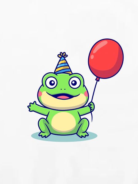 Partyfrosch mit Ballon