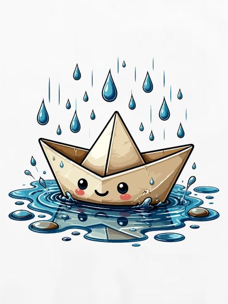 Origami Boot im Regen